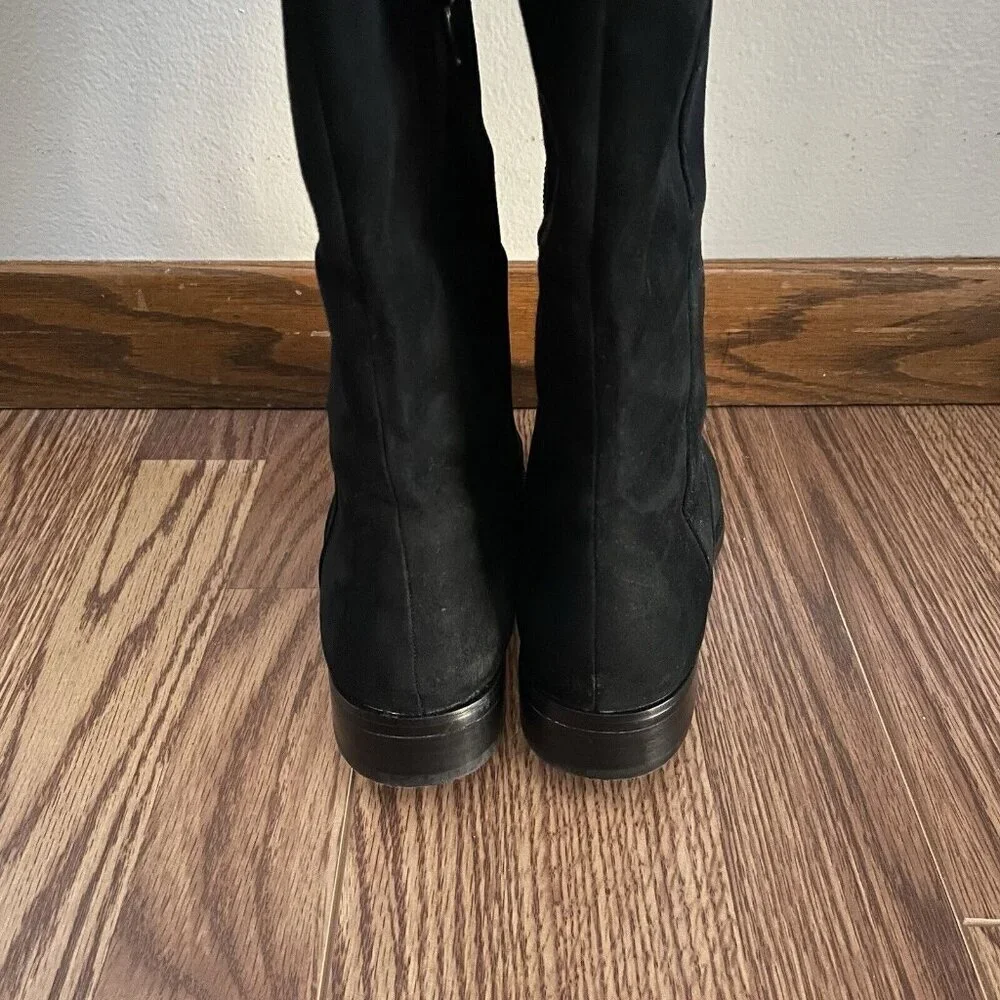 J.Crew Factory Women Size 7 Black Faux Microsuede Classic Over-the-knee Boots